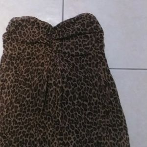 Sexy  strapless dress animal print